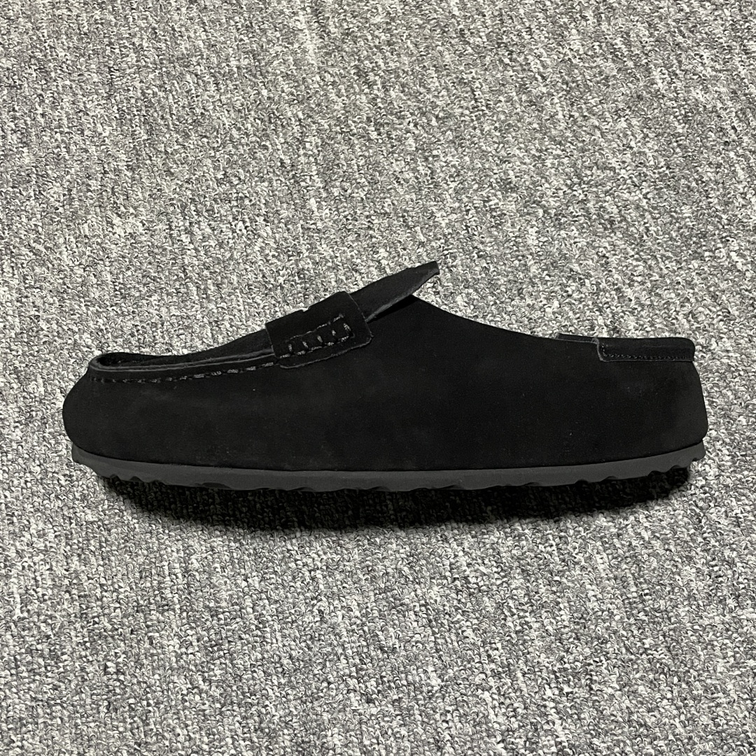 Birkenstock 博肯 Naples Wrapped 老钱风 黑色 穆勒系列包头乐福牛皮绒面革复古