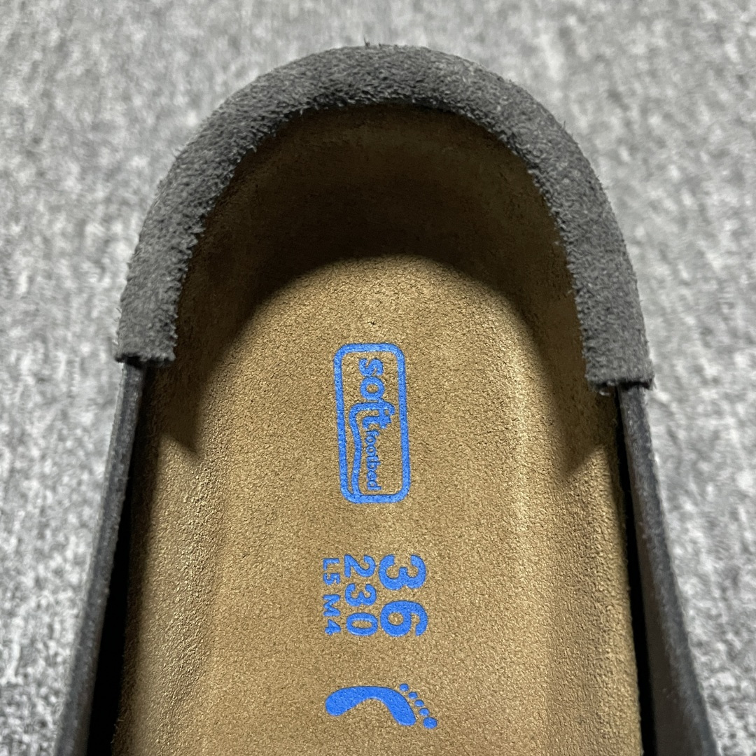Birkenstock 博肯 Naples Wrapped 老钱风 深灰 穆勒系列包头乐福牛皮绒面革复古
