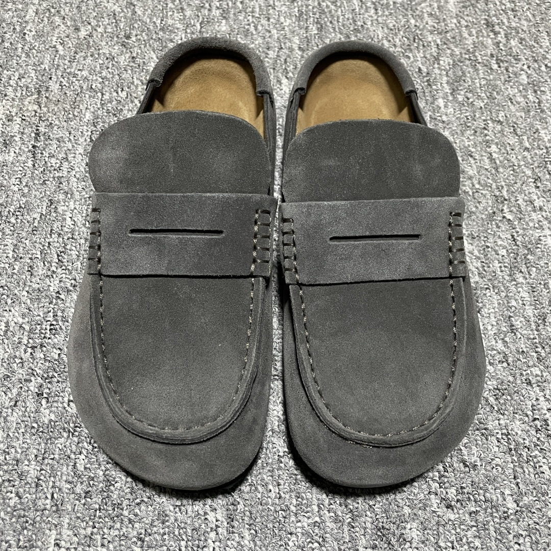 Birkenstock 博肯 Naples Wrapped 老钱风 深灰 穆勒系列包头乐福牛皮绒面革复古