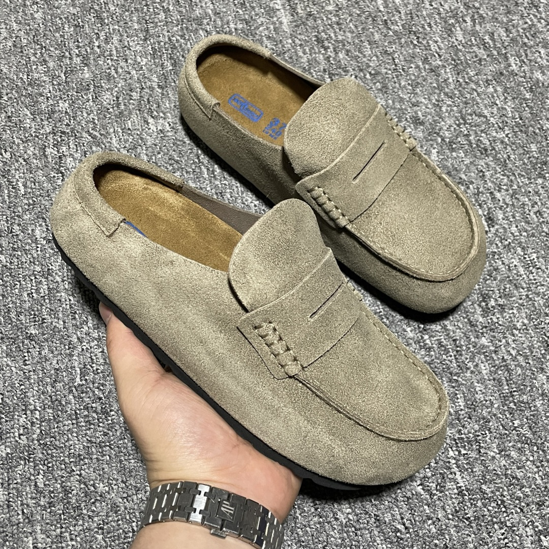 Birkenstock 博肯 Naples Wrapped 老钱风 茶色 穆勒系列包头乐福牛皮绒面革复古