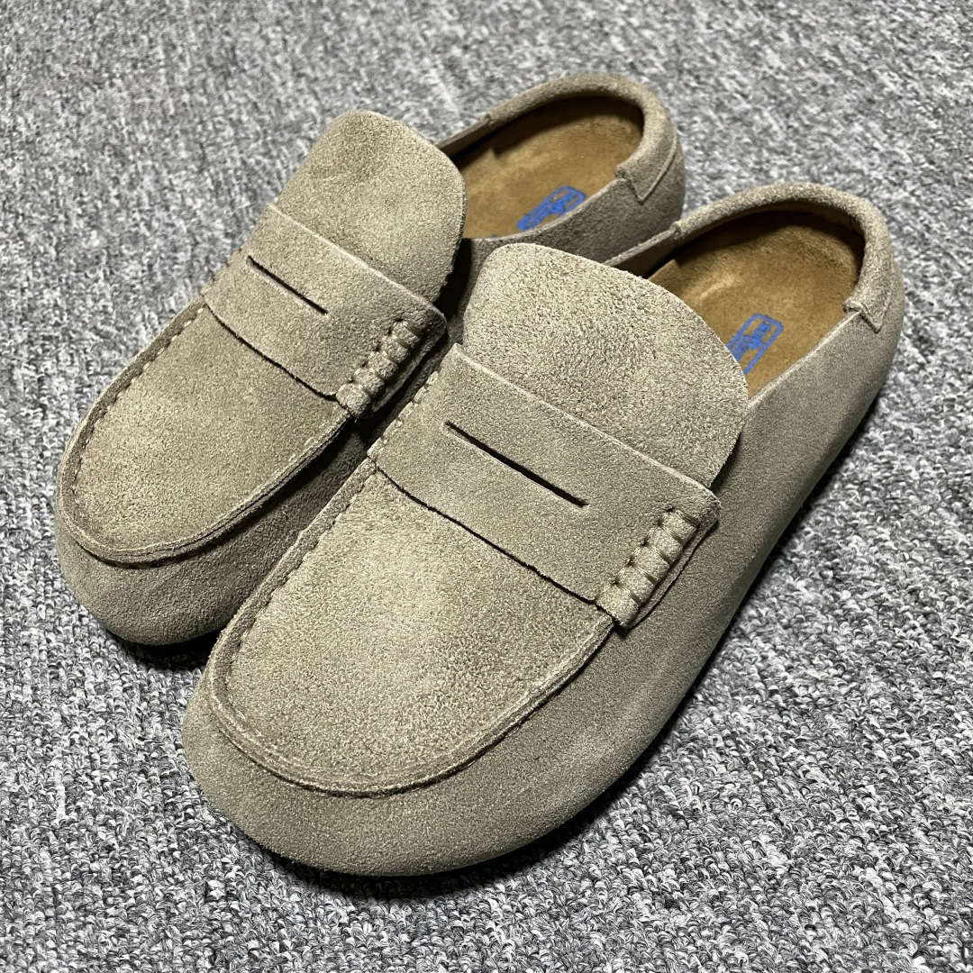 Birkenstock 博肯 Naples Wrapped 老钱风 茶色 穆勒系列包头乐福牛皮绒面革复古