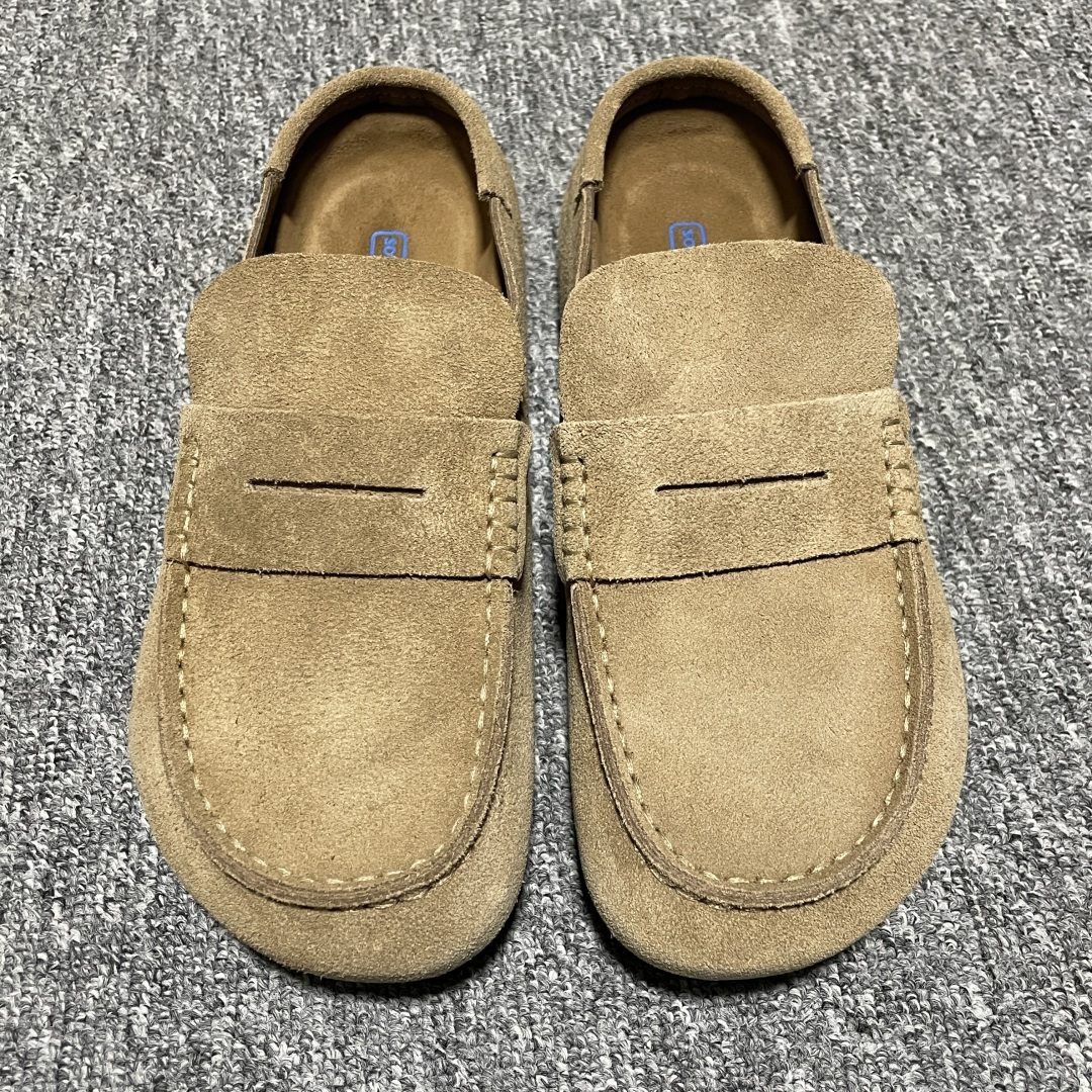 Birkenstock 博肯 Naples Wrapped 老钱风 棕色 穆勒系列包头乐福牛皮绒面革复古