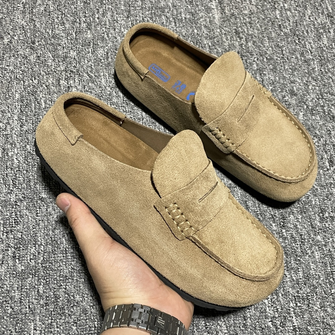Birkenstock 博肯 Naples Wrapped 老钱风 棕色 穆勒系列包头乐福牛皮绒面革复古