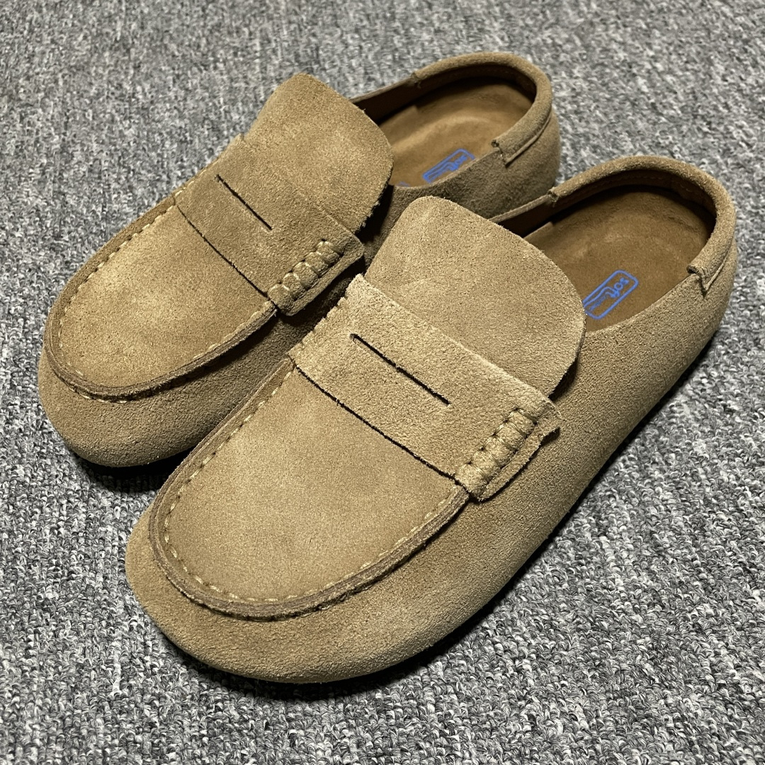 Birkenstock 博肯 Naples Wrapped 老钱风 棕色 穆勒系列包头乐福牛皮绒面革复古