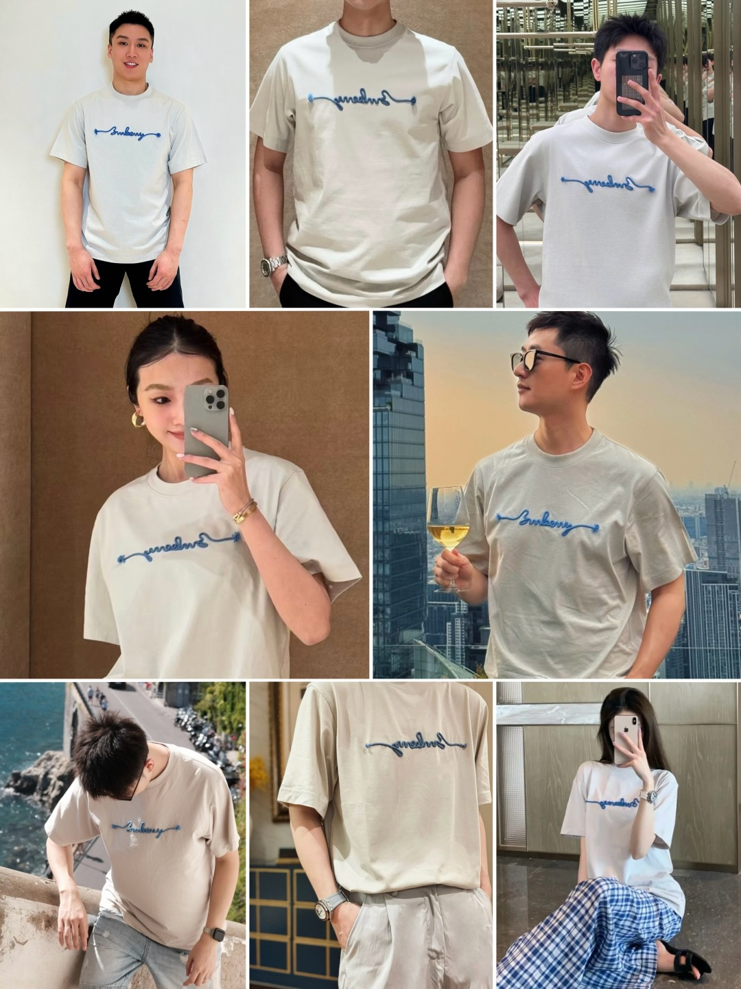 S# BBR 巴宝莉 蓝色绳子绣短袖 真正原版购回开发打板 高端零售专供 品质保证 100%放心出街 尺