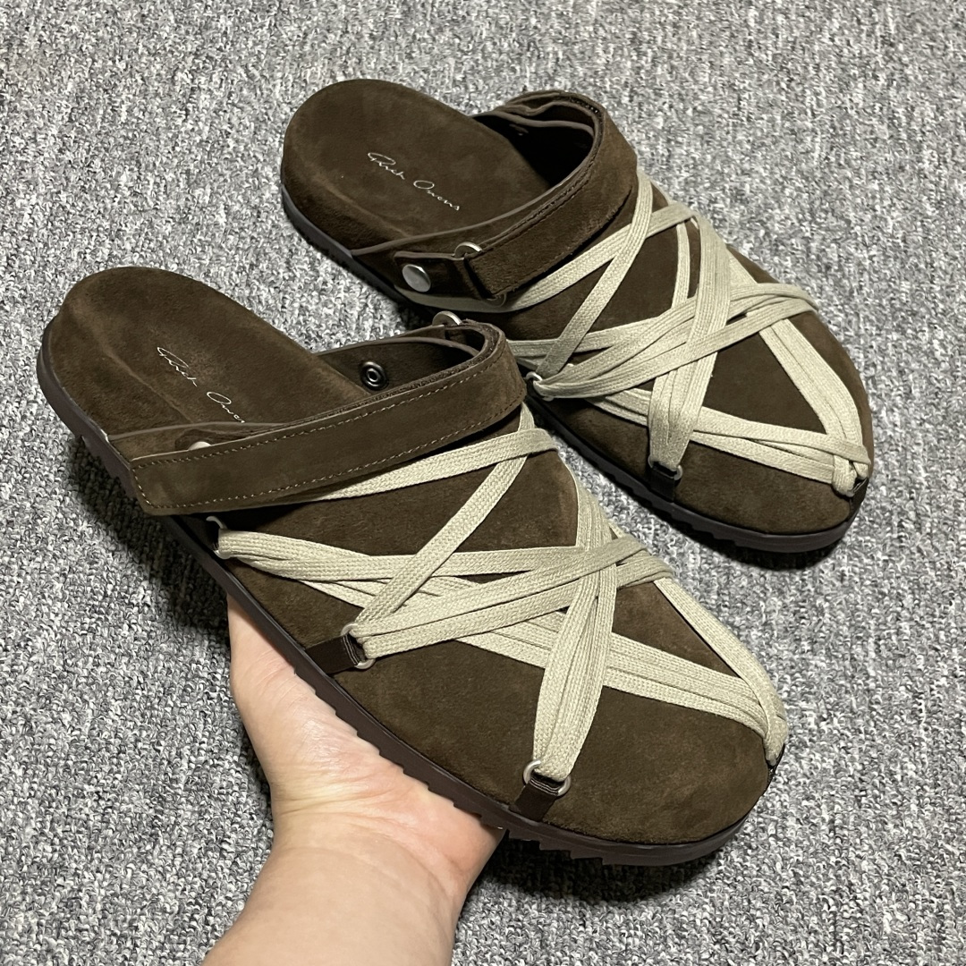 Rick Owens RO Mega 瑞克·欧文斯 疯狂绑带 慕勒拖鞋 高端零售外贸平台专供版 原鞋开发