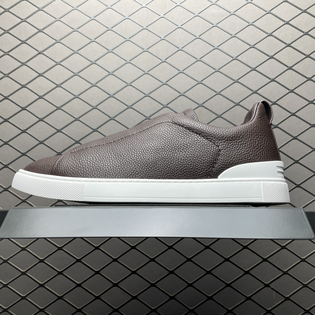 Zegna 杰尼亚 Triple Stitch 老钱风 荔枝纹批次 圆头平底 低帮休闲板鞋 海淘代购专供品质 进口头层牛