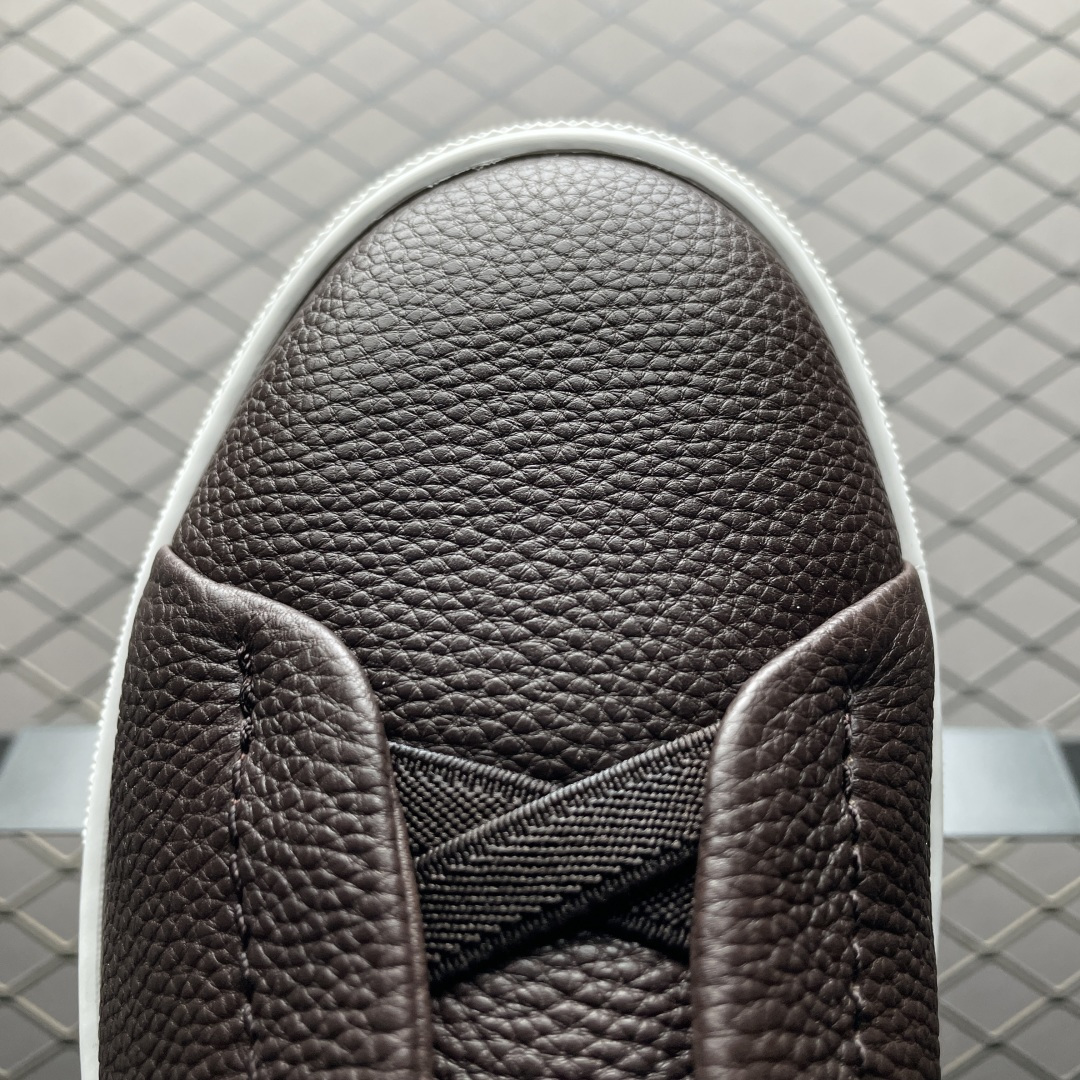 Zegna 杰尼亚 Triple Stitch 老钱风 荔枝纹批次 圆头平底 低帮休闲板鞋 海淘代购专供品质 进口头层牛