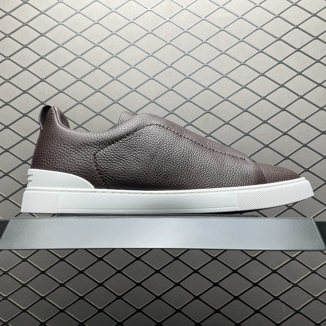 Zegna 杰尼亚 Triple Stitch 老钱风 荔枝纹批次 圆头平底 低帮休闲板鞋 海淘代购专供品质 进口头层牛