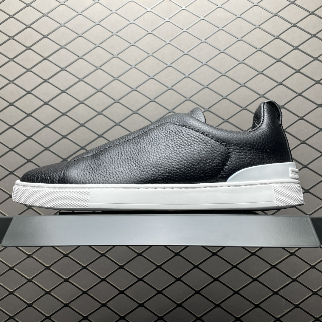 Zegna 杰尼亚 Triple Stitch 老钱风 荔枝纹批次 圆头平底 低帮休闲板鞋 海淘代购专供品质 进口头层牛
