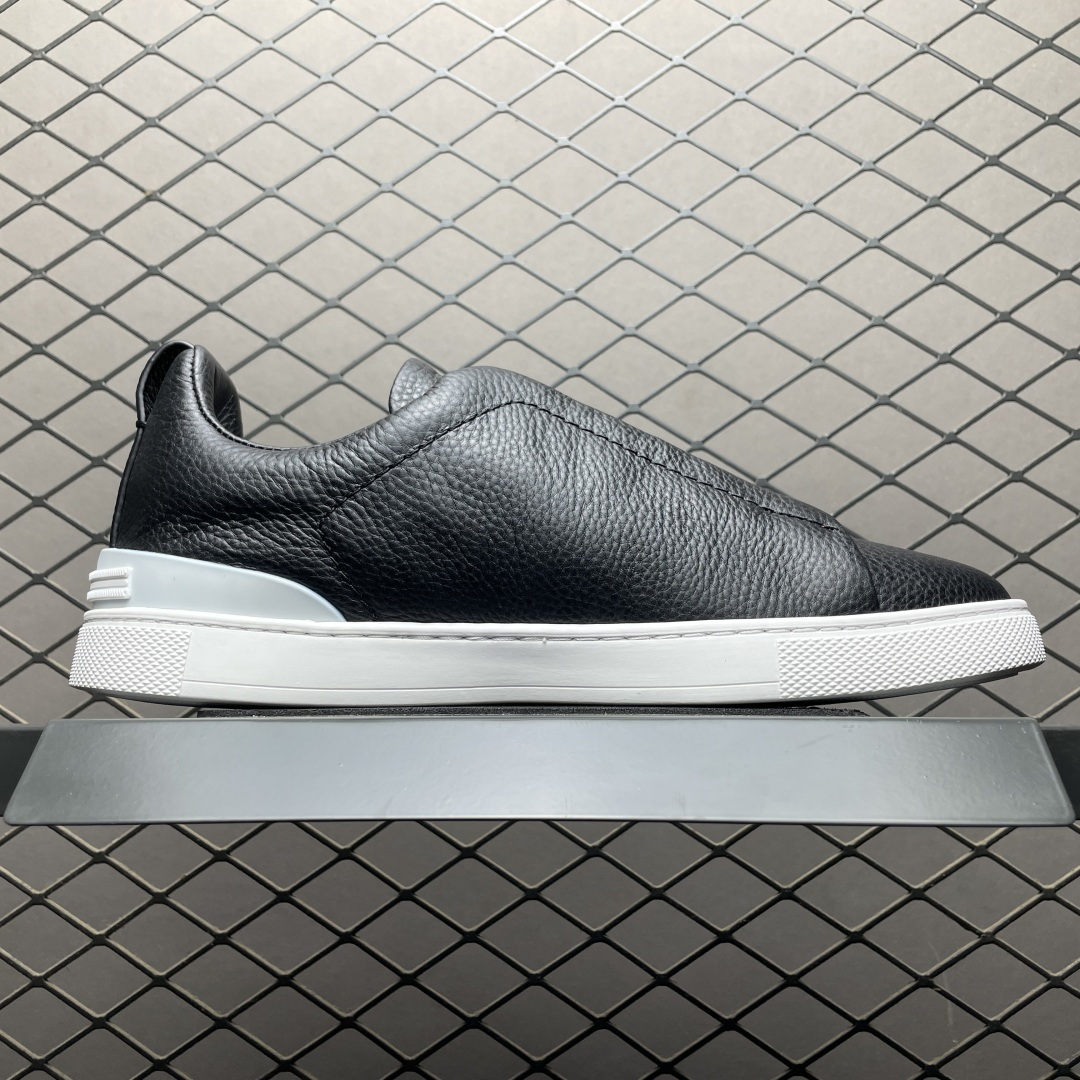 Zegna 杰尼亚 Triple Stitch 老钱风 荔枝纹批次 圆头平底 低帮休闲板鞋 海淘代购专供品质 进口头层牛