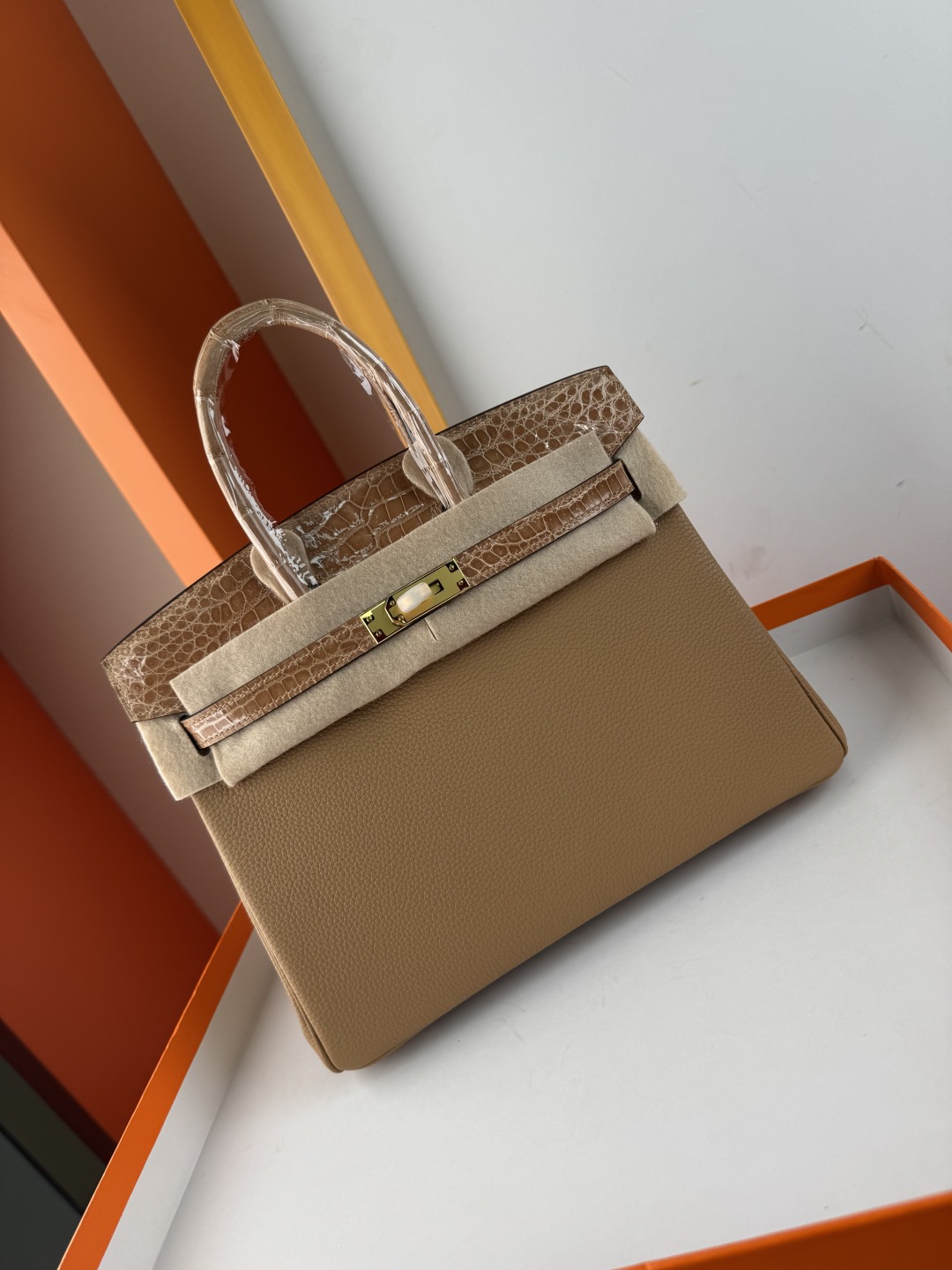 Birkin 25cm Touch Handbag in Togo Leather with Crocodile Leather Accent 10 cmp i1749883405775 1889 0 8