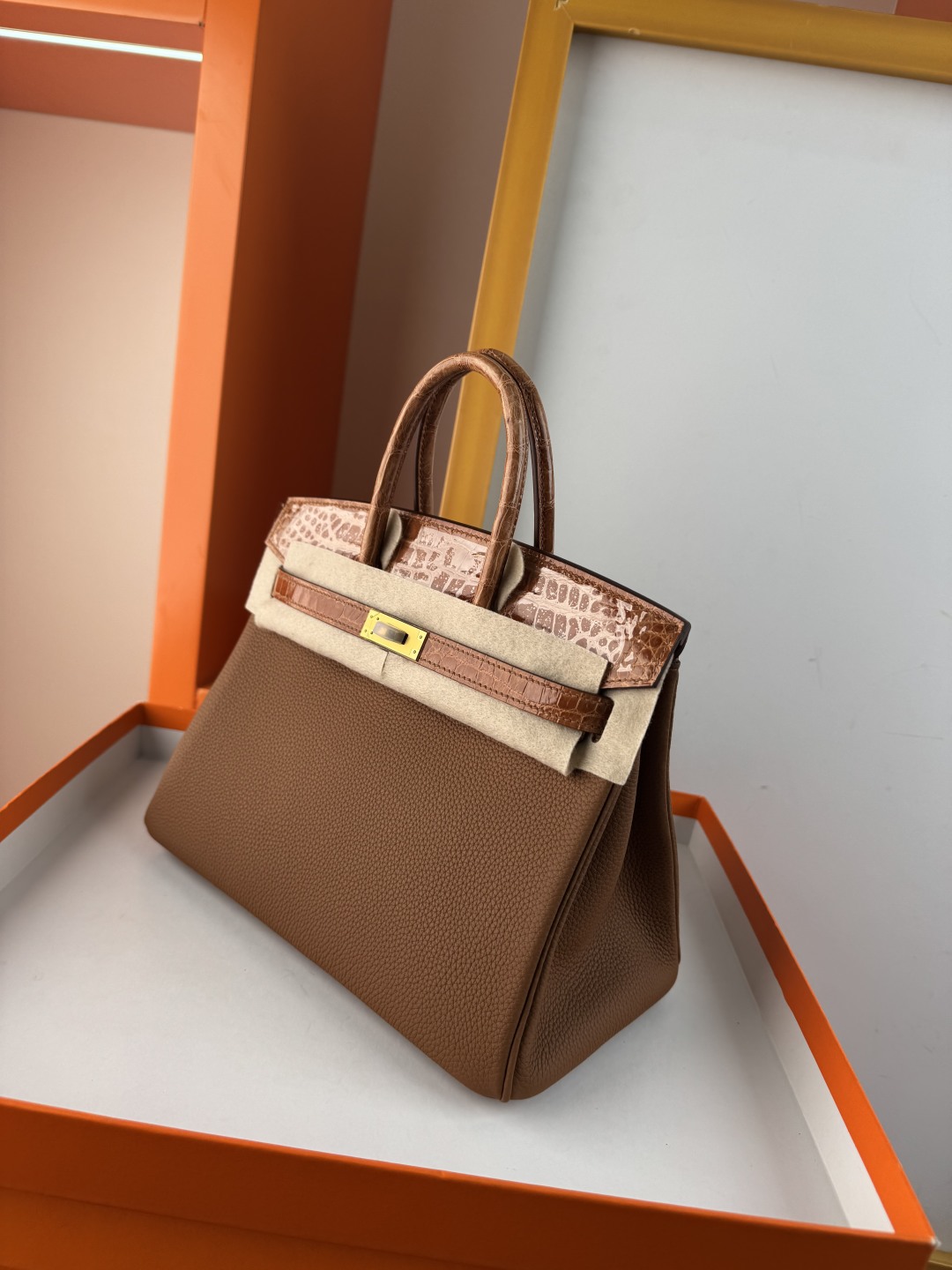 Birkin 25cm Touch Honey Brown Togo Leather & Crocodile Gold Hardware 5 cmp i1749894192204 3429 0 3
