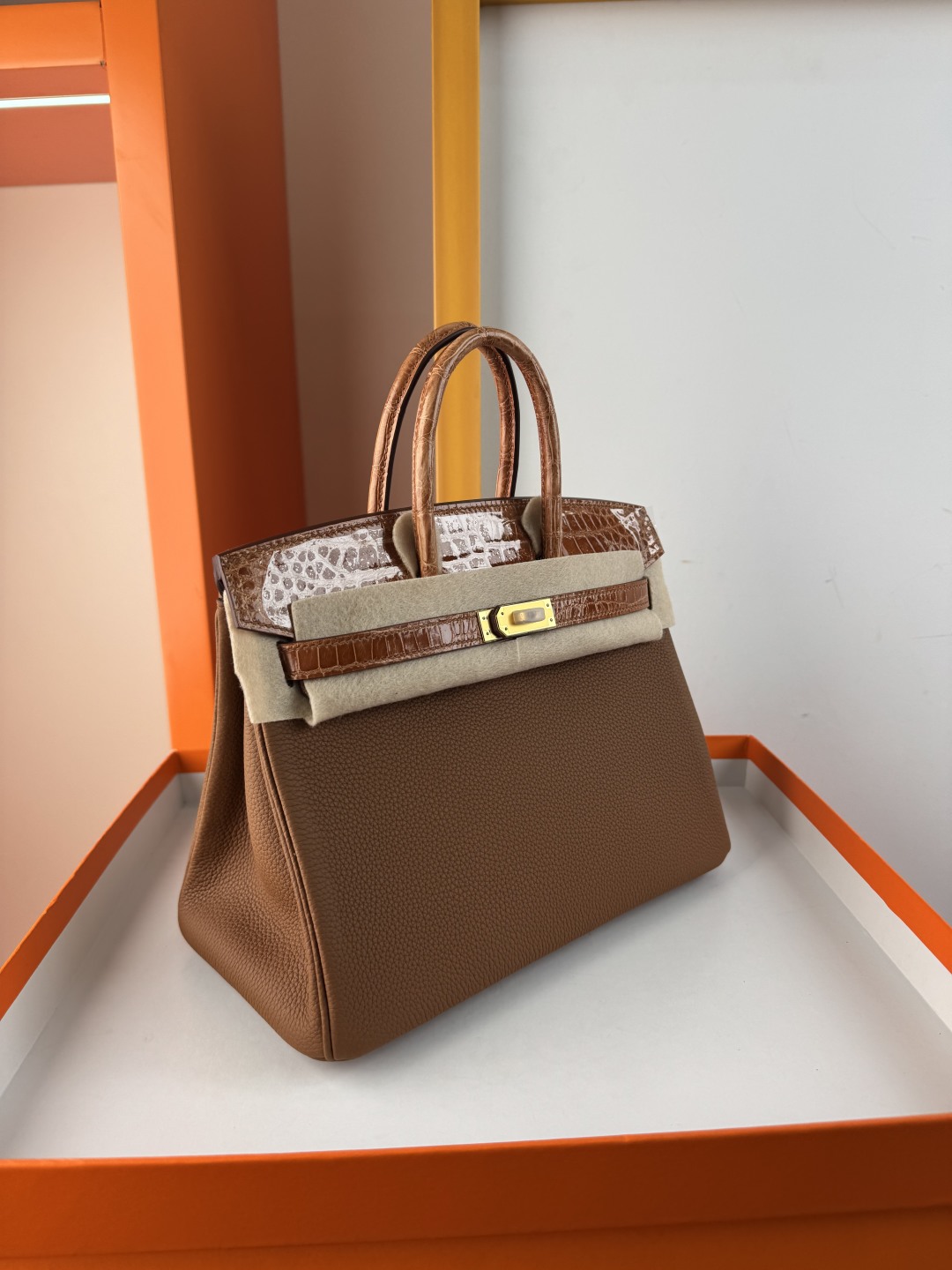Birkin 25cm Touch Honey Brown Togo Leather & Crocodile Gold Hardware 4 cmp i1749894192207 7443 0 2