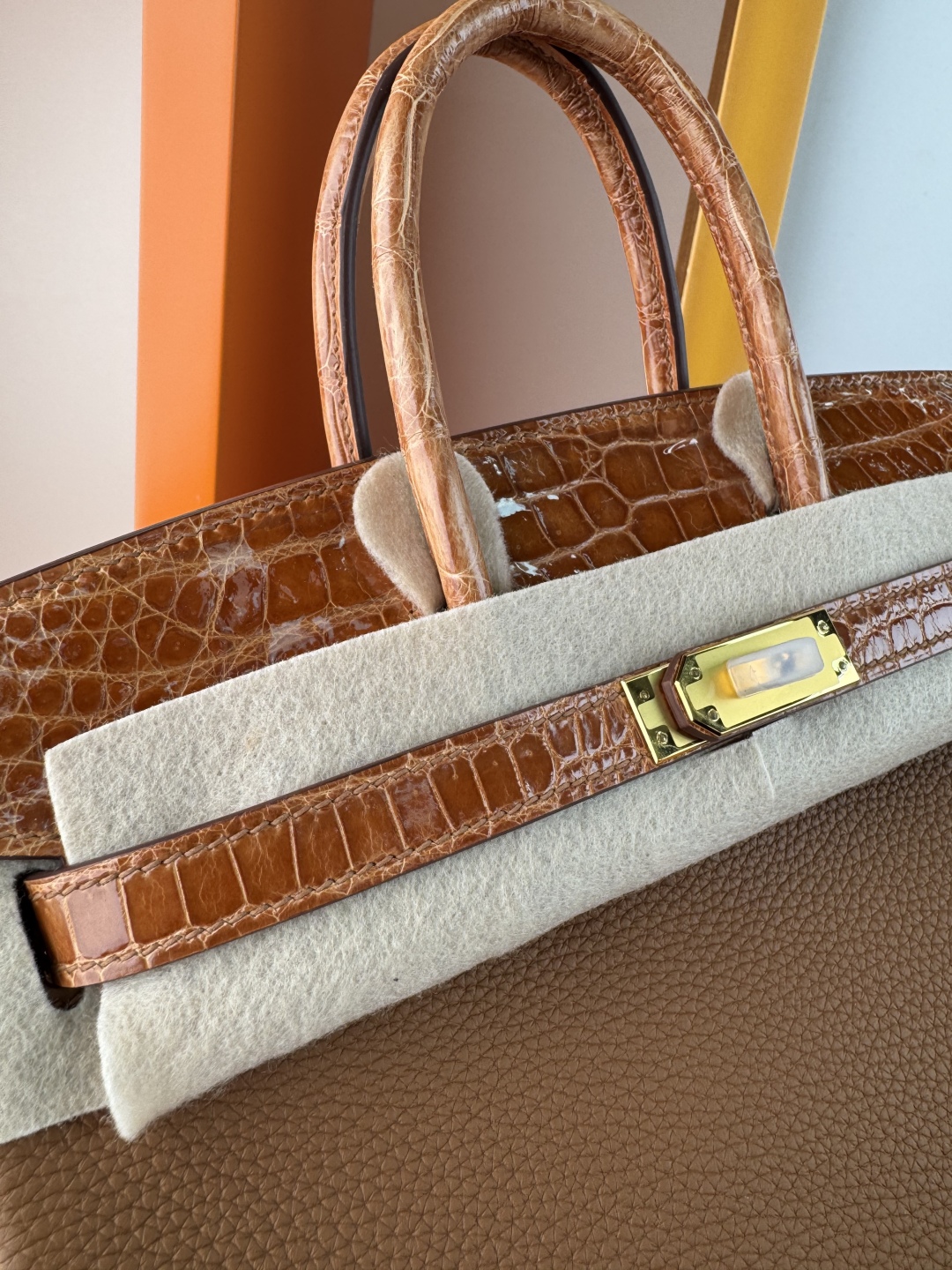 Birkin 25cm Touch Honey Brown Togo Leather & Crocodile Gold Hardware 8 cmp i1749895274792 4582 0 6
