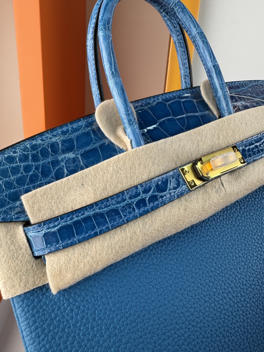 Birkin 25cm Touch Bag, Togo Leather & Crocodile, Tanzania Blue, Gold Hardware 7 cmp i1749895371806 5989 0 6