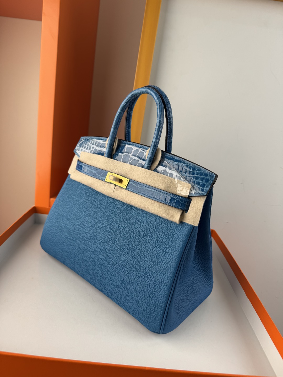 Birkin 25cm Touch Bag, Togo Leather & Crocodile, Tanzania Blue, Gold Hardware 4 cmp i1749895376067 9011 0 3