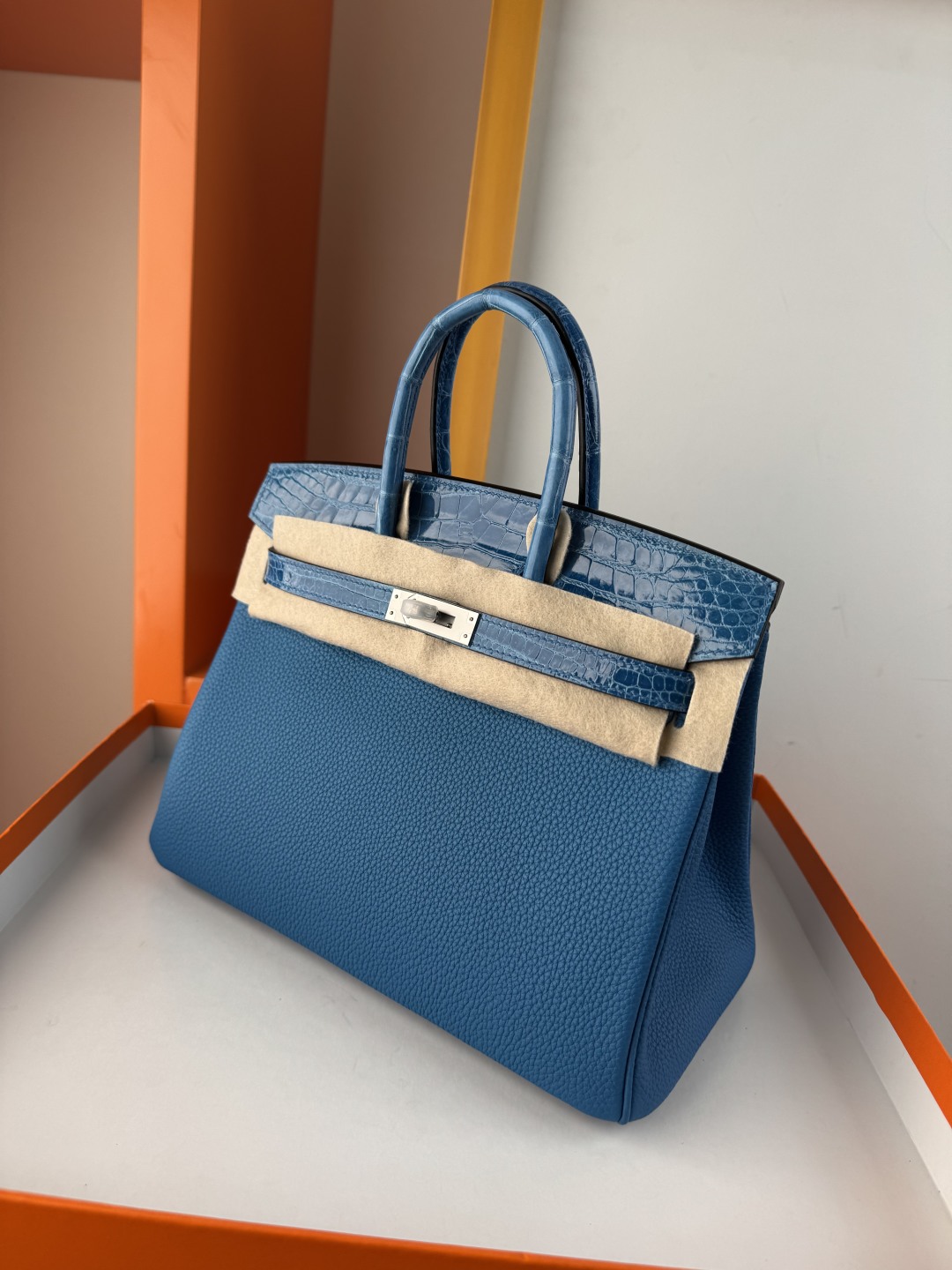 Birkin 25cm Touch Handbag, Togo Leather and Shiny Crocodile, Silver Hardware 5 cmp i1749898920138 6032 0 3