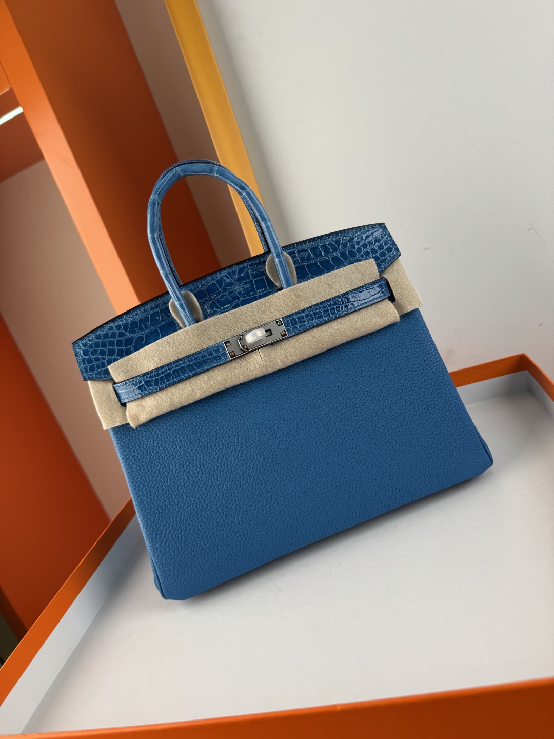 Birkin 25cm Touch Handbag, Togo Leather and Shiny Crocodile, Silver Hardware 10 cmp i1749898930675 22 0 8