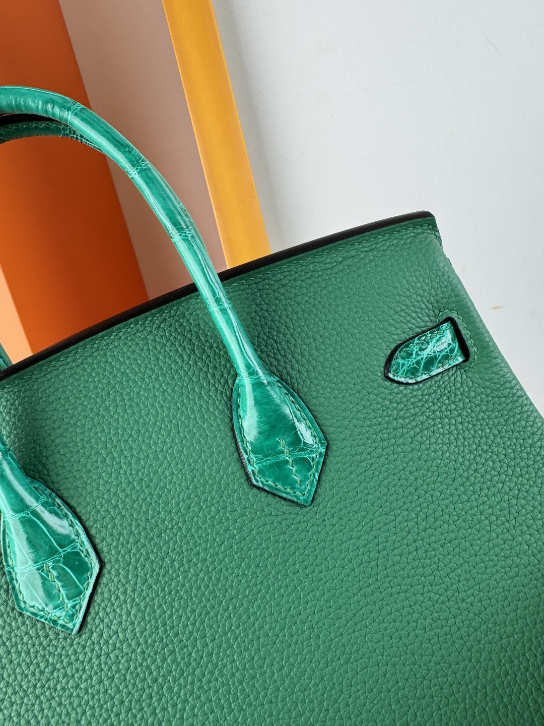 Birkin 25cm Touch Emerald Green Togo and Shiny Alligator Leather Gold Hardware 9 cmp i1749899075118 5313 0 7