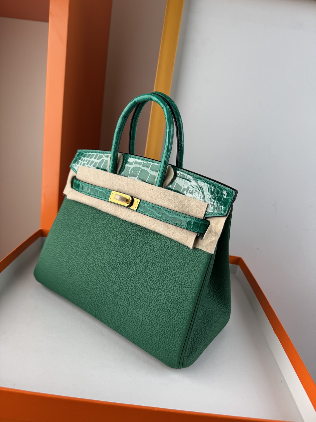 Birkin 25cm Touch Emerald Green Togo and Shiny Alligator Leather Gold Hardware 5 cmp i1749899090157 4444 0 3