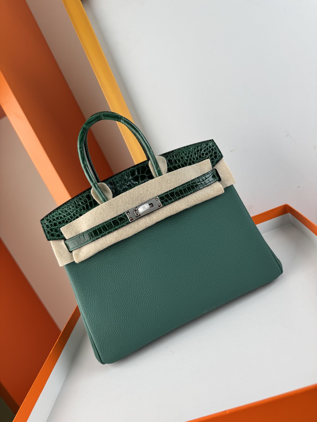 Emerald Green Birkin 25cm Togo Leather and Crocodile Skin Handbag 8 cmp i1749966027007 3479 0 7
