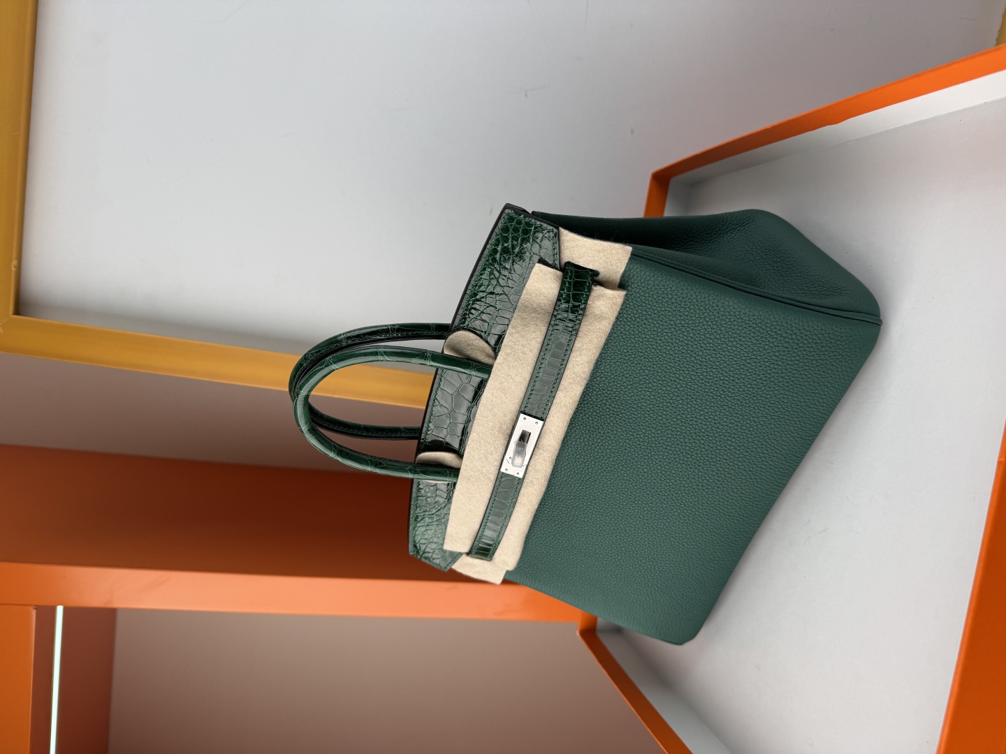 Emerald Green Birkin 25cm Togo Leather and Crocodile Skin Handbag 4 cmp i1749966041381 6884 0 3