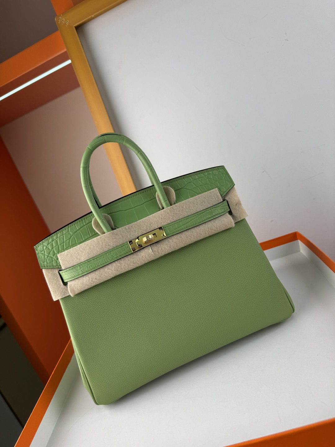 Birkin 25cm Avocado Green Togo Leather and Matte Alligator Gold Hardware 9 cmp i1750142503668 3284 0 8