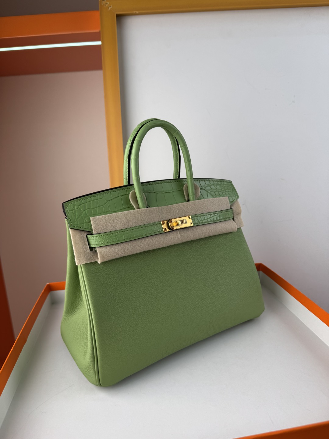 Birkin 25cm Avocado Green Togo Leather and Matte Alligator Gold Hardware 3 cmp i1750142521572 7723 0 2