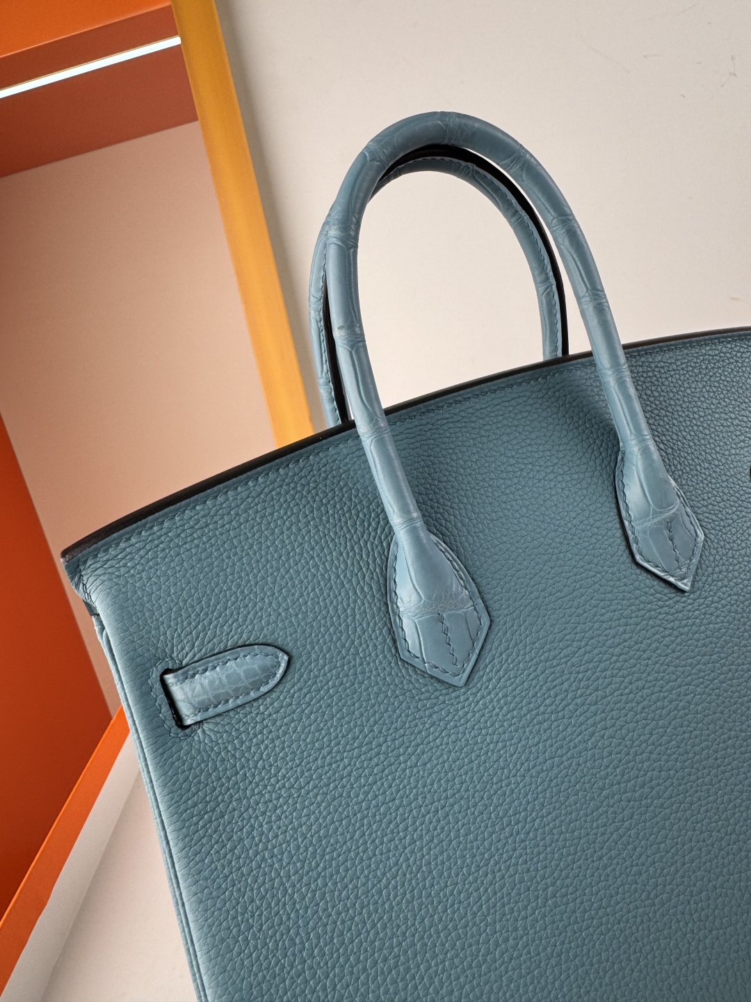 Birkin 25cm Touch Togo Leather with Matte Alligator Leather - Sky Blue 7 cmp i1750142794494 4038 0 6