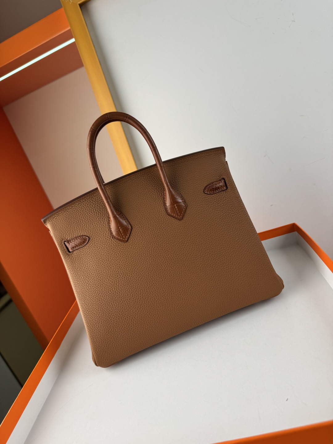 Birkin 25cm Touch Gold Brown Togo Leather and Matte Alligator Handbag 10 cmp i1750143699532 2600 0 8