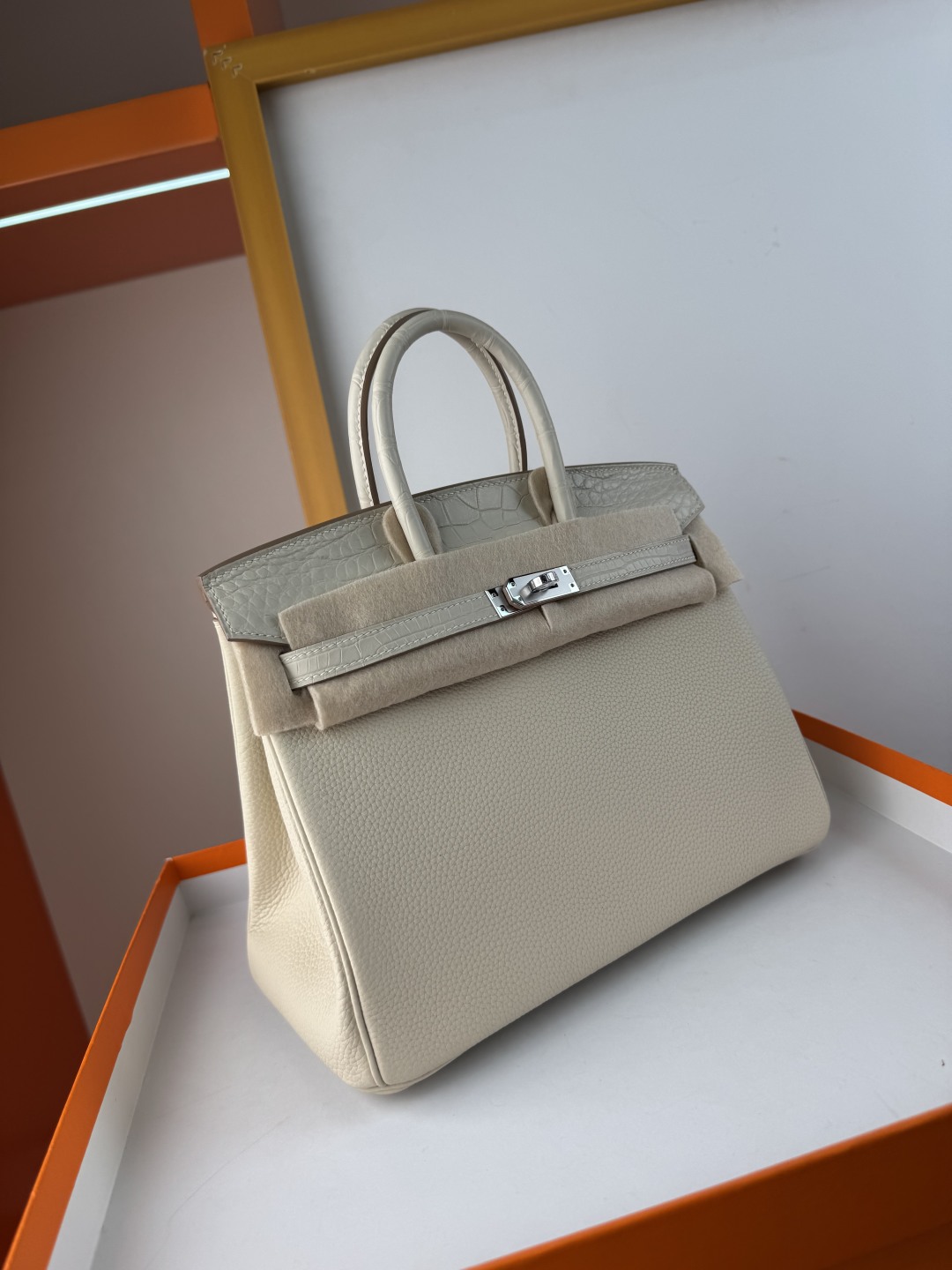 Hermès Birkin 25cm Touch Milkshake White Togo Leather & Matte Alligator Bag 4 cmp i1750143872864 2620 0 2