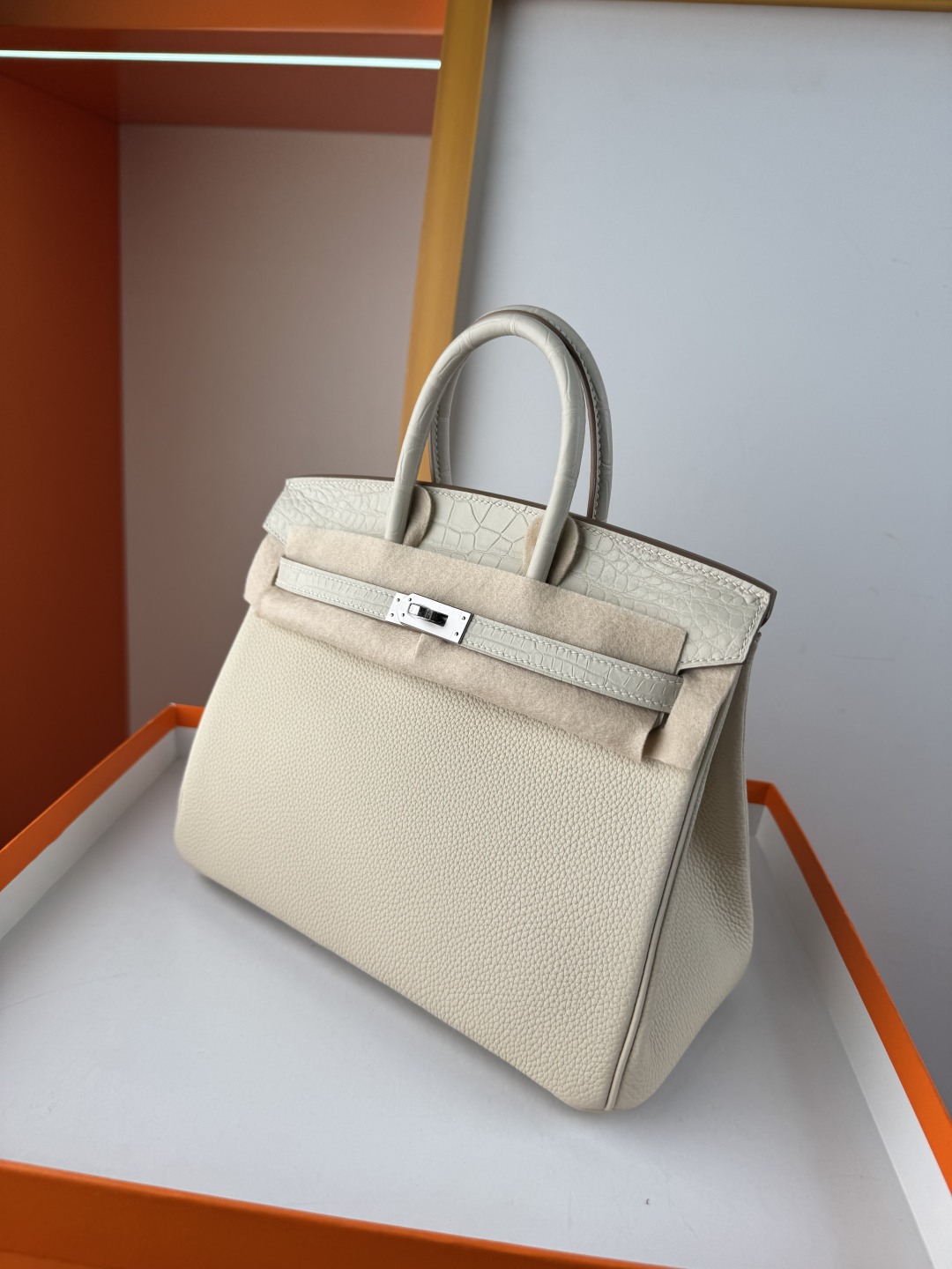Hermès Birkin 25cm Touch Milkshake White Togo Leather & Matte Alligator Bag 5 cmp i1750143892618 6801 0 3