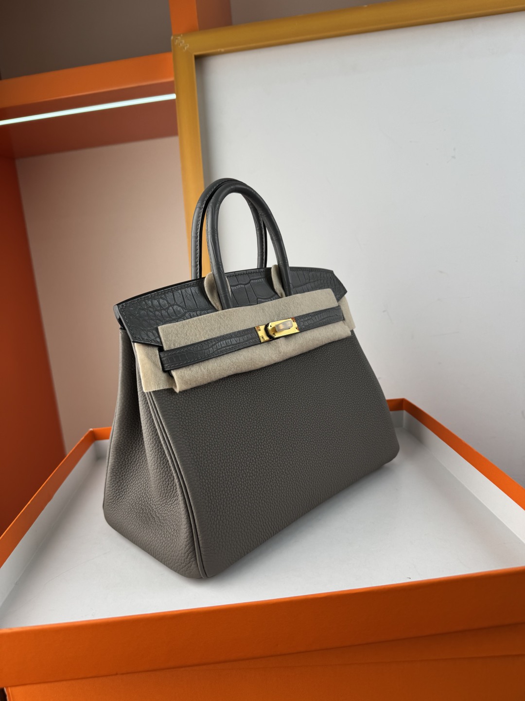 Hermès Birkin 25 Touch Bag Togo Leather & Matte Alligator - Cloud Grey 4 cmp i1750146370826 972 0 2