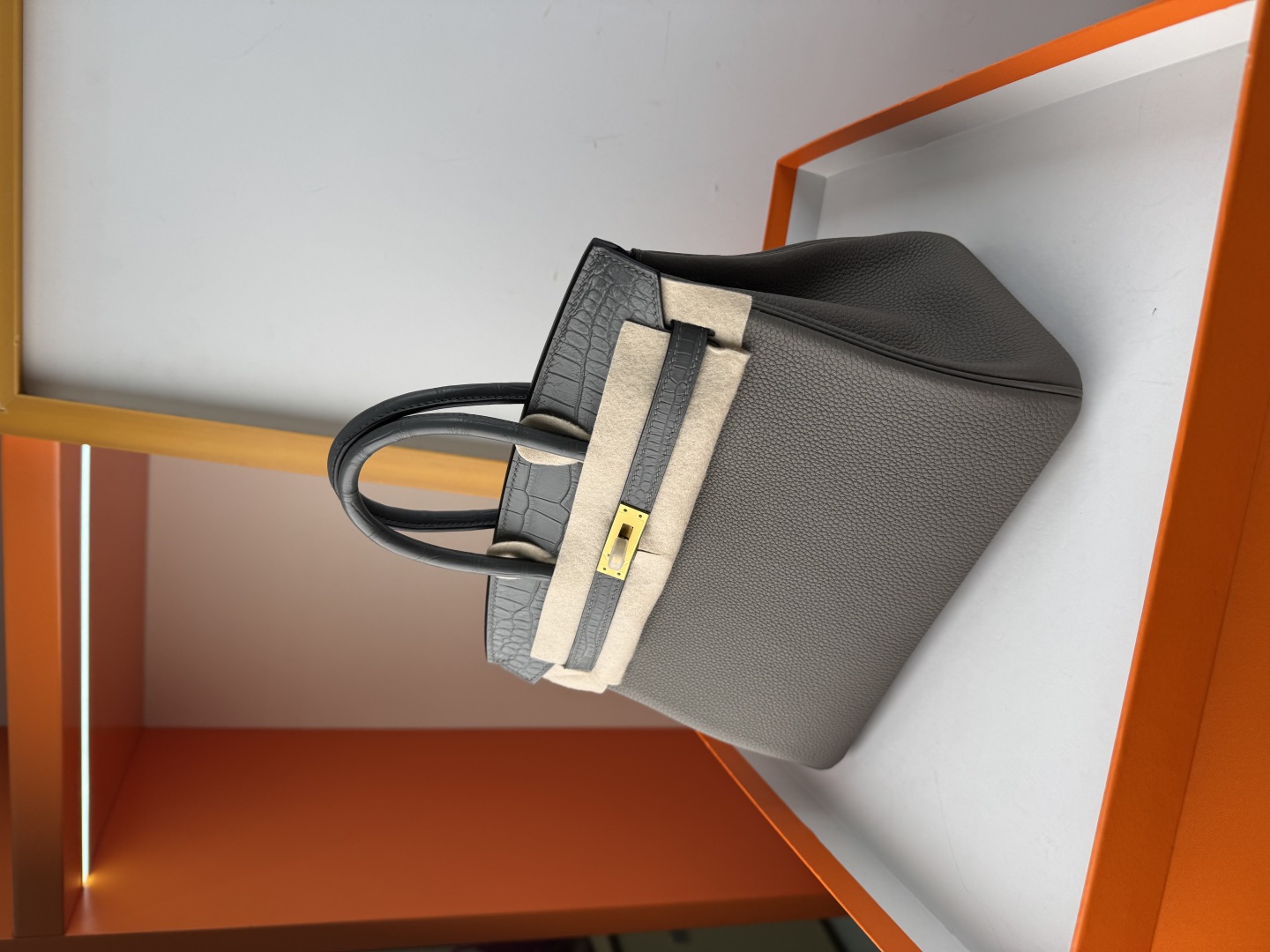 Hermès Birkin 25 Touch Bag Togo Leather & Matte Alligator - Cloud Grey 5 cmp i1750146376815 9306 0 3