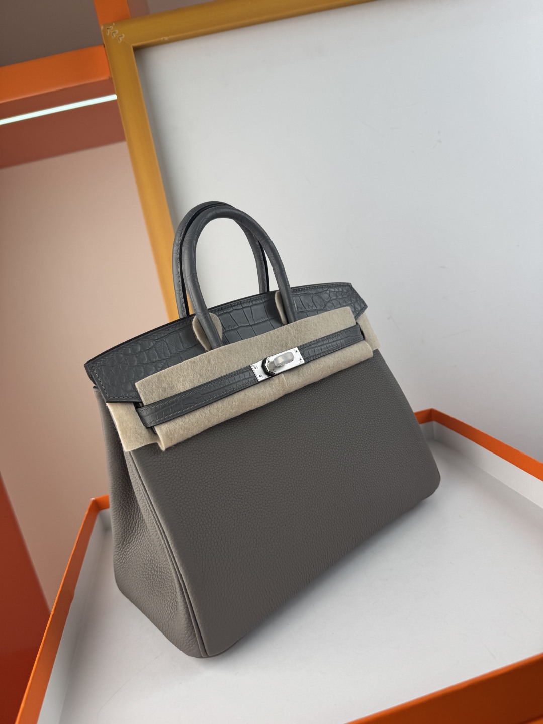 Hermès Birkin 25 Touch Bag Togo Leather and Matte Alligator - Cloud Grey 4 cmp i1750153478165 7903 0 2