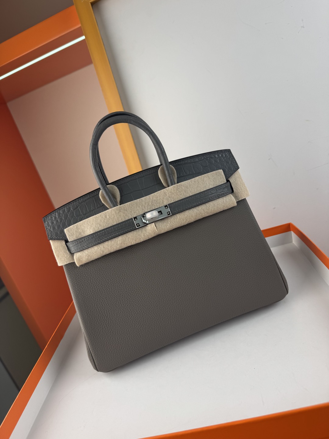 Hermès Birkin 25 Touch Bag Togo Leather and Matte Alligator - Cloud Grey 9 cmp i1750153484272 3356 0 7
