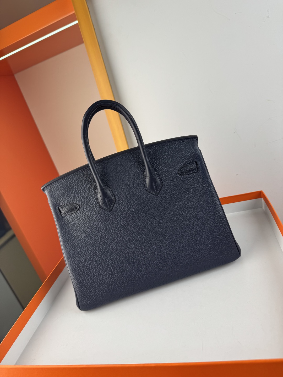 Luxury Birkin 25cm Touch Bag, Togo Leather & Matte Alligator, Gem Blue, Silver Hardware 10 cmp i1750154432297 1345 0 8