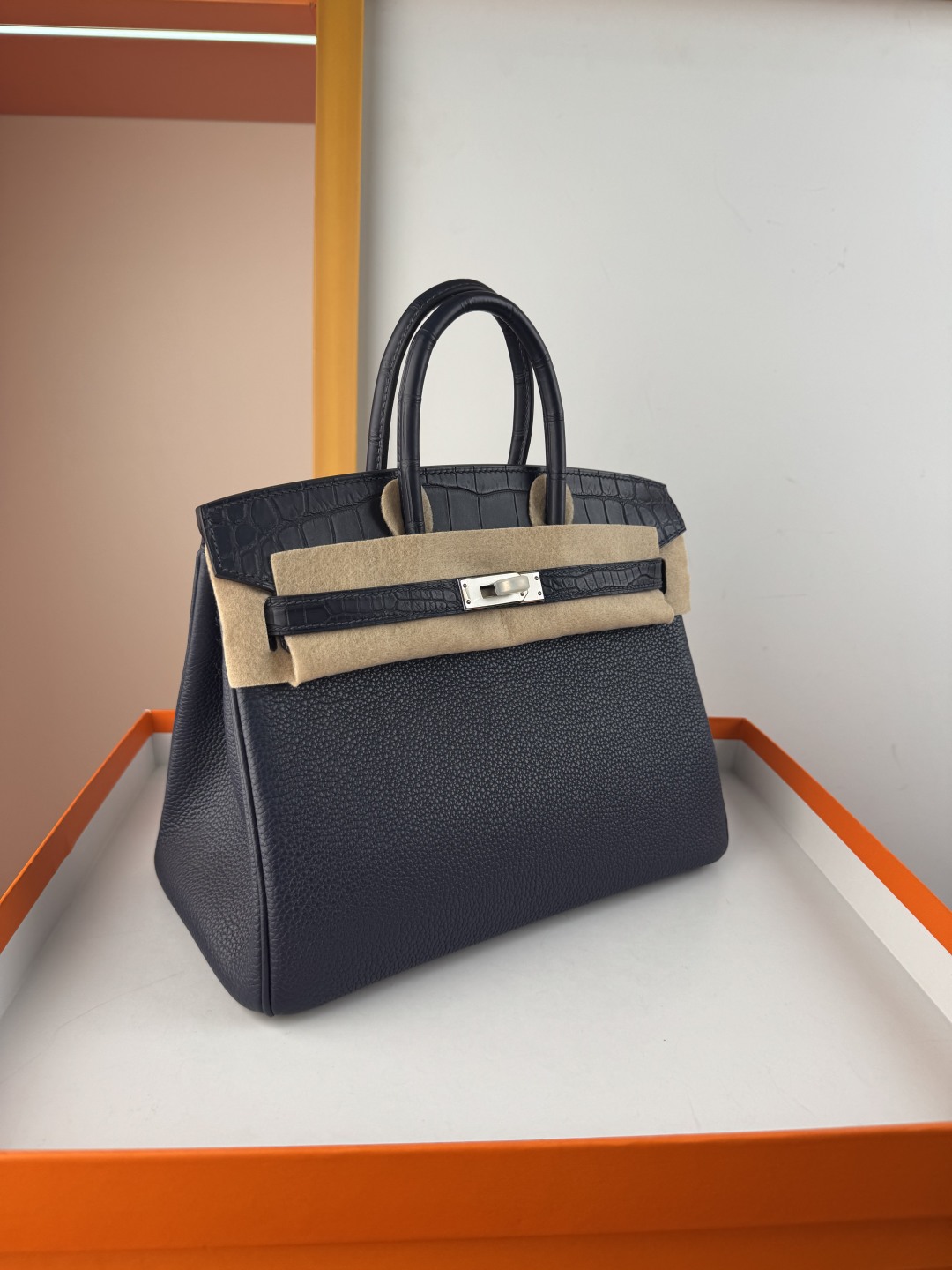 Luxury Birkin 25cm Touch Bag, Togo Leather & Matte Alligator, Gem Blue, Silver Hardware 3 cmp i1750154432867 9089 0 1