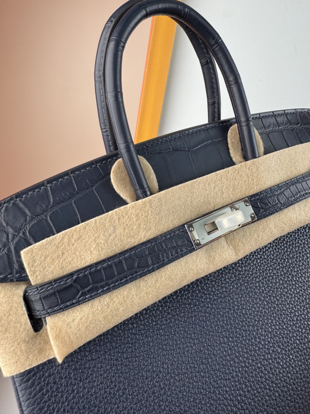 Luxury Birkin 25cm Touch Bag, Togo Leather & Matte Alligator, Gem Blue, Silver Hardware 9 cmp i1750154446897 1774 0 7