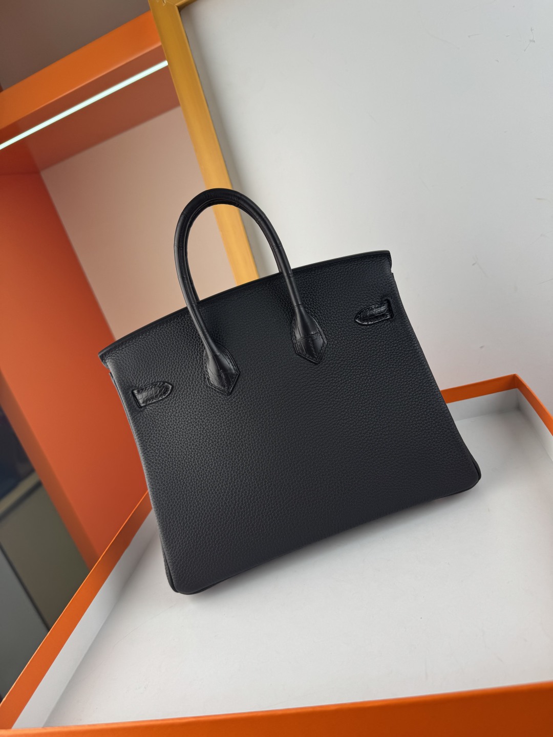 Birkin 25cm Black Togo Leather and Matte Alligator Handbag with Silver Hardware 8 cmp i1750155046891 8024 0 7