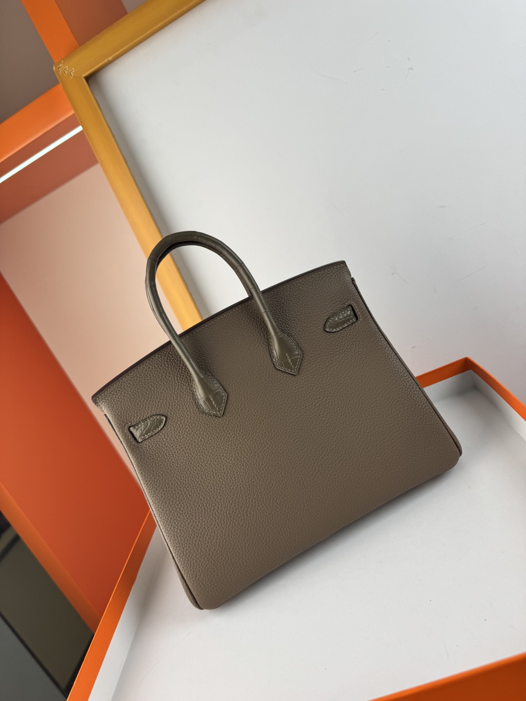 Birkin 25cm Touch Togo Leather and Matte Alligator Handbag - Elephant Grey 11 cmp i1750155576551 2543 0 9