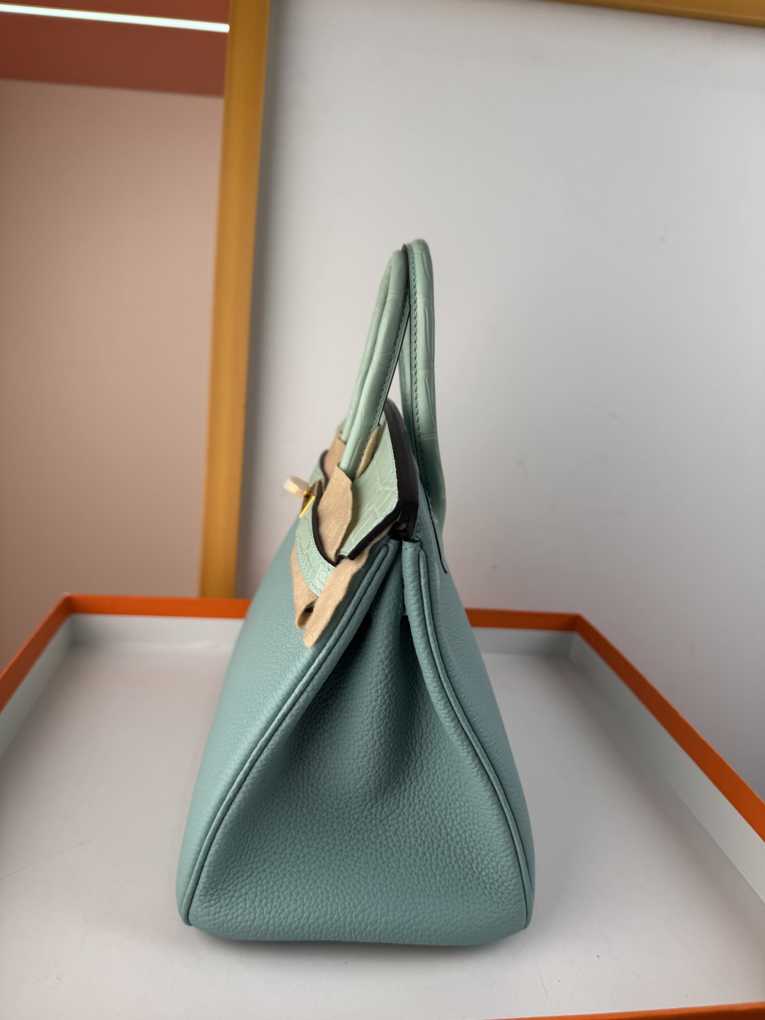 Birkin 25cm Touch Mint Green Togo Leather and Crocodile Gold Hardware Bag 5 cmp i1750155855896 3646 0 4