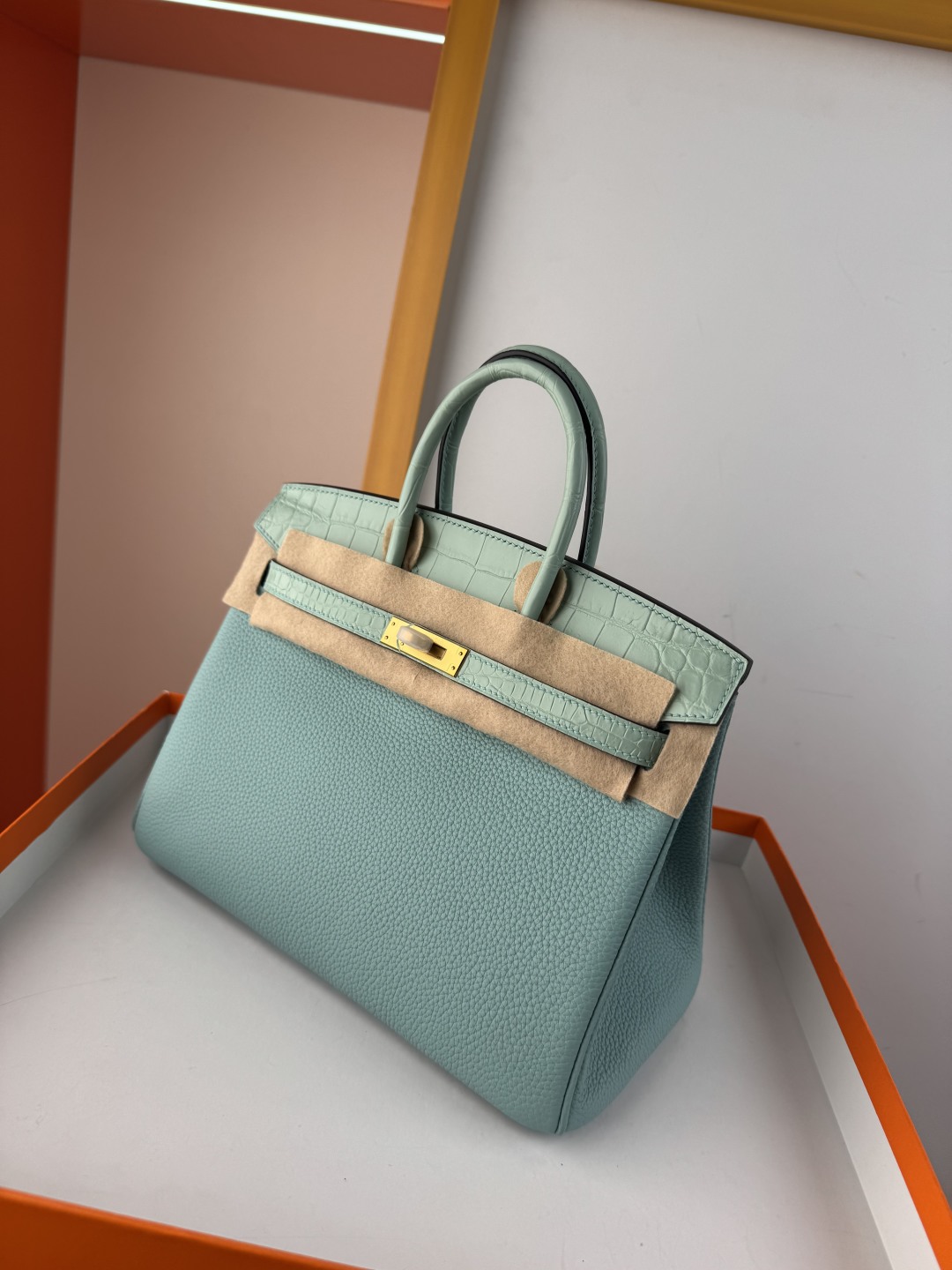 Birkin 25cm Touch Mint Green Togo Leather and Crocodile Gold Hardware Bag 4 cmp i1750155863307 4234 0 3