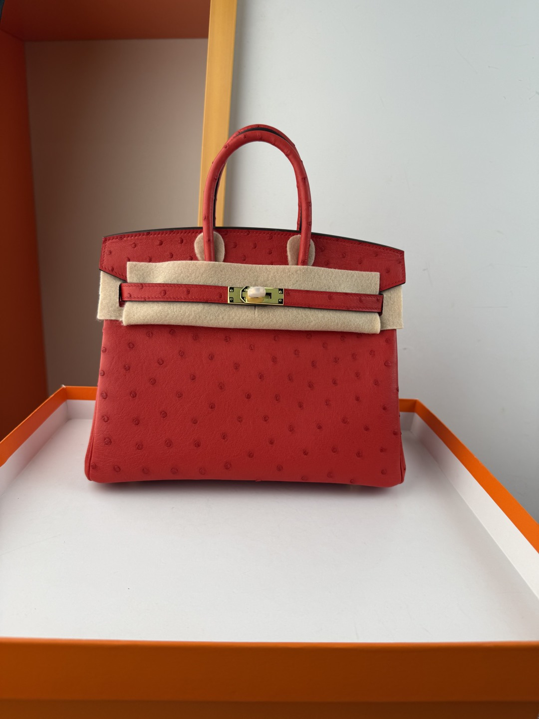 NO:698934,Birkin platinum 25cm imported South African KK ostrich skin [Ferrari red] gold buckle counter synchronization fully handmade beeswax thread sewing pure steel hardware in stock, Hermes, hermes, ostrich skin, Hermes,19860909Birkin 铂金 25cm 进口南非KK鸵鸟皮【法拉利红】金扣 专柜同步 全手工蜜蜡线缝制 纯钢五金 现货,爱马仕,hermes,ostrich skin,Hermes,,Bag