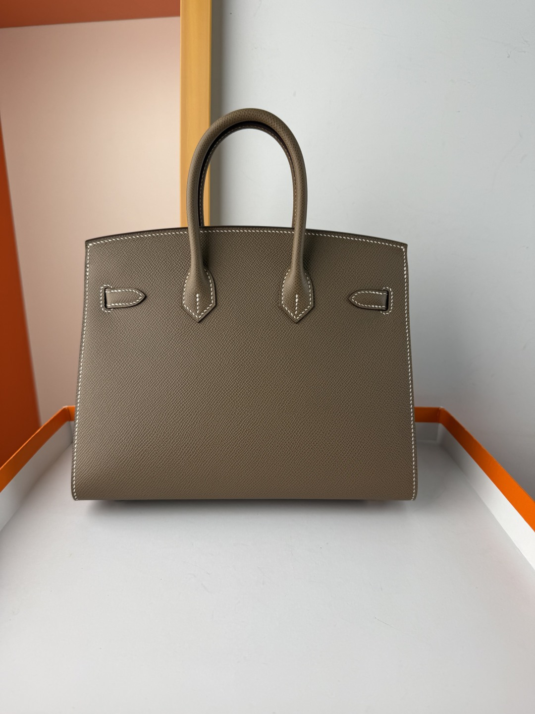 Hermes Style Grey Leather Bag Lookbook Reference image 2