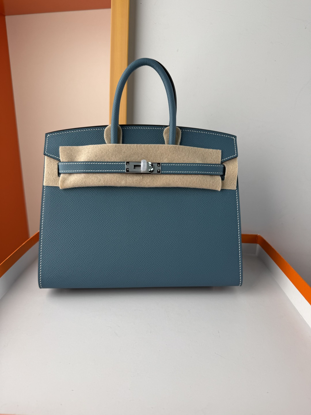 Hermes Style Blue Leather Bag Lookbook Reference image 1