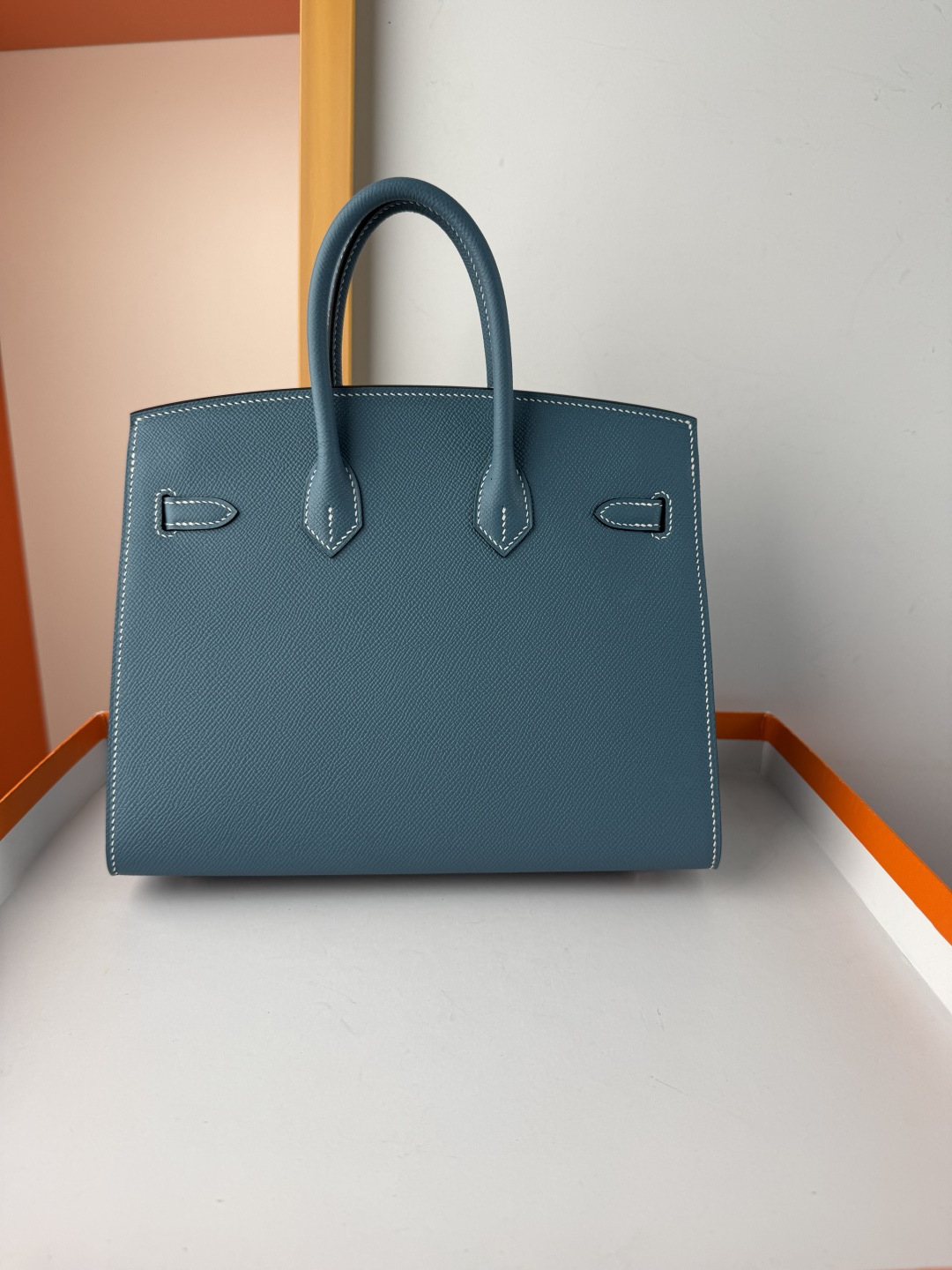 Hermes Style Blue Leather Bag Lookbook Reference image 2