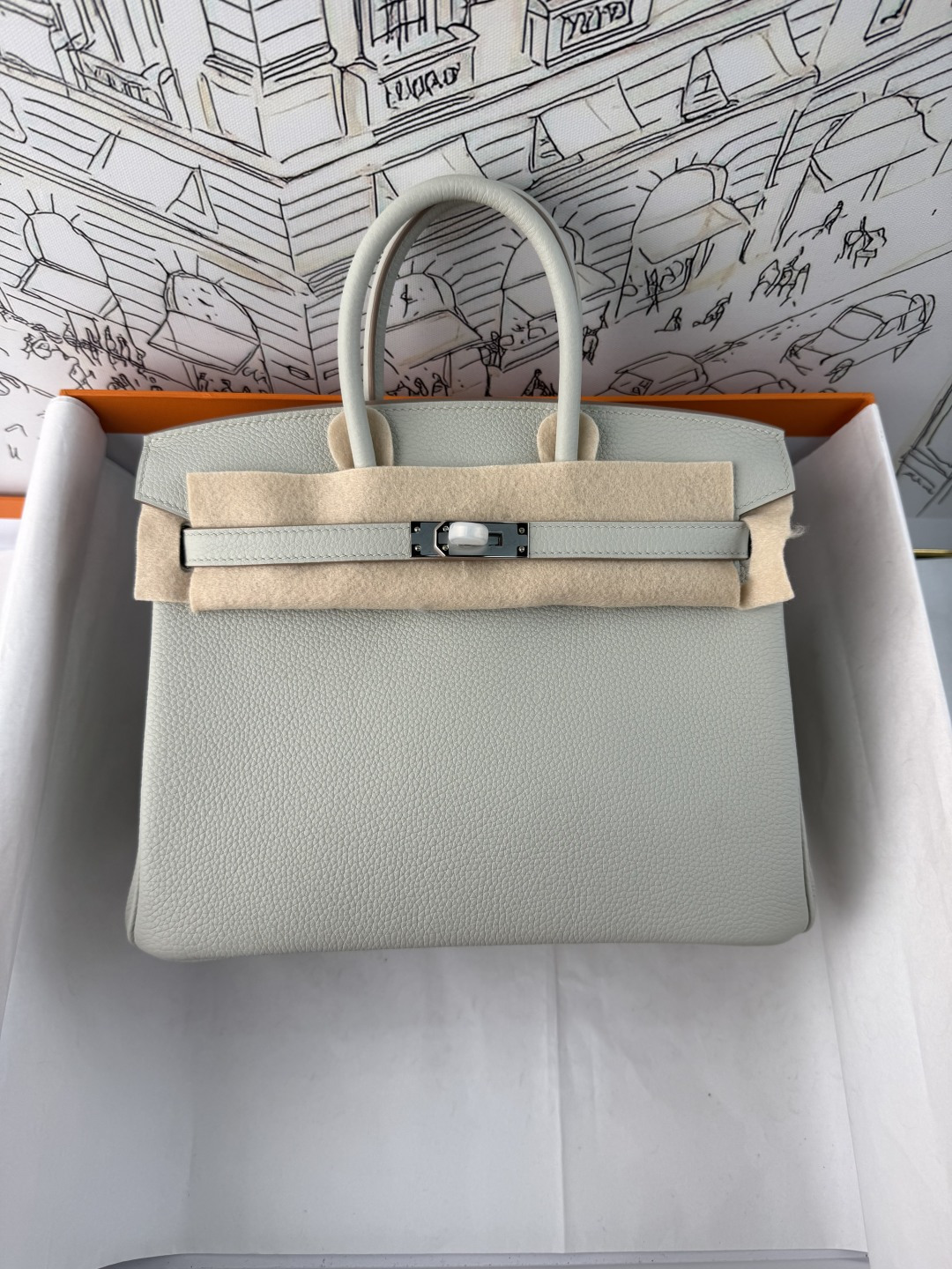 Clásico✨ BK25 gris perla Togo piel Birkin 25/30cm