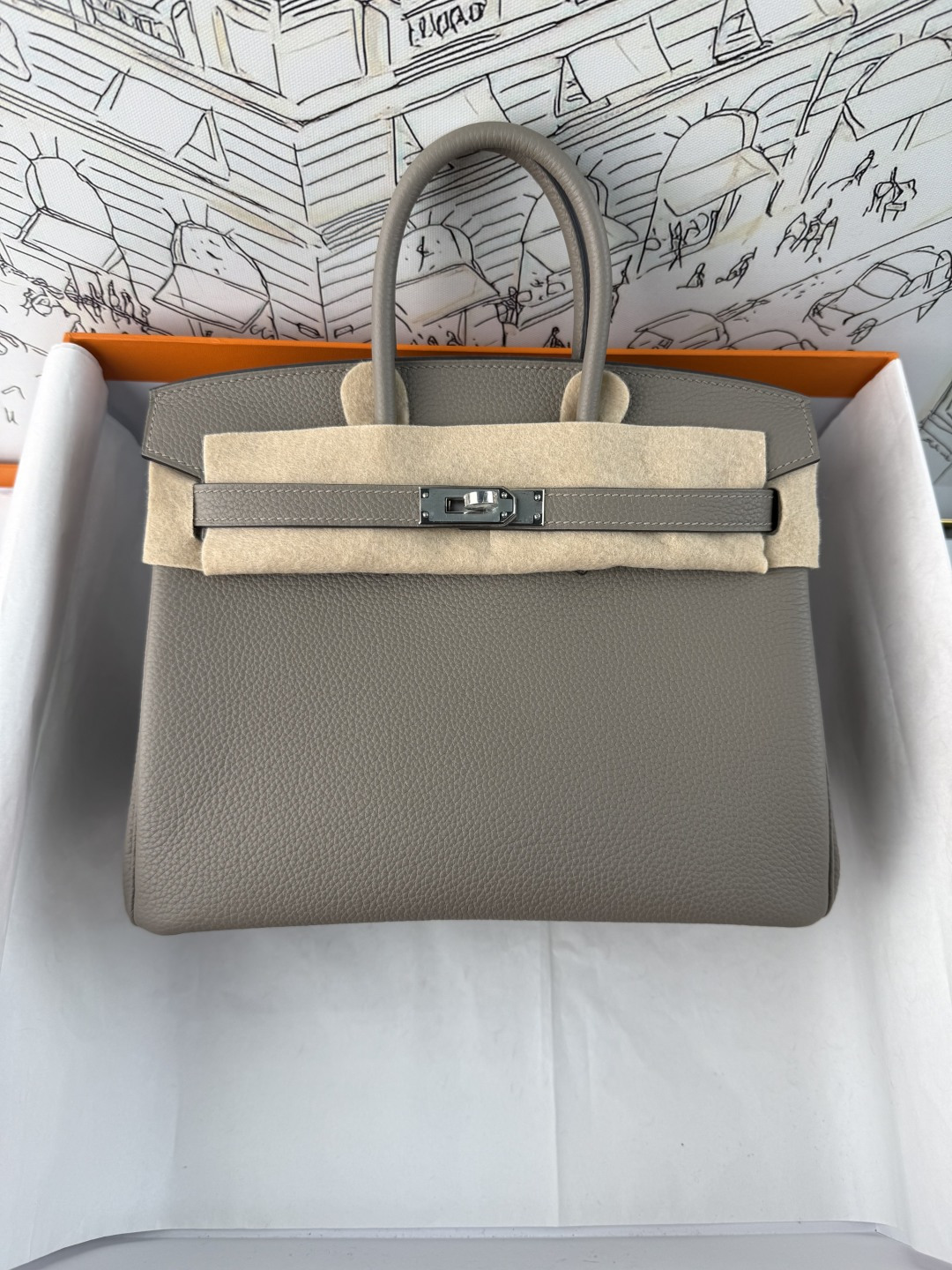 Clásico✨ BK25 gris asfalto Togo piel Birkin 25/30cm